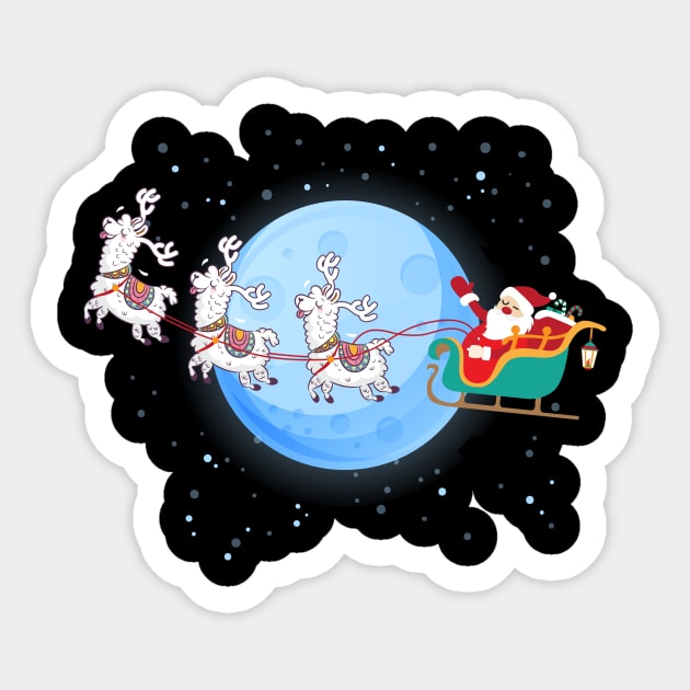 Santa Claus Riding Llama Sticker by Skylane